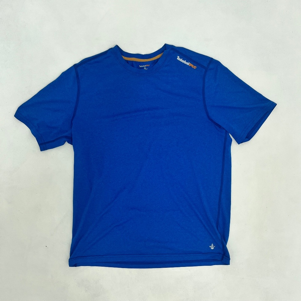 Timberland Pro Mens Medium Wickwork T-Shirt Blue Short Sleeve Original Fit Logo